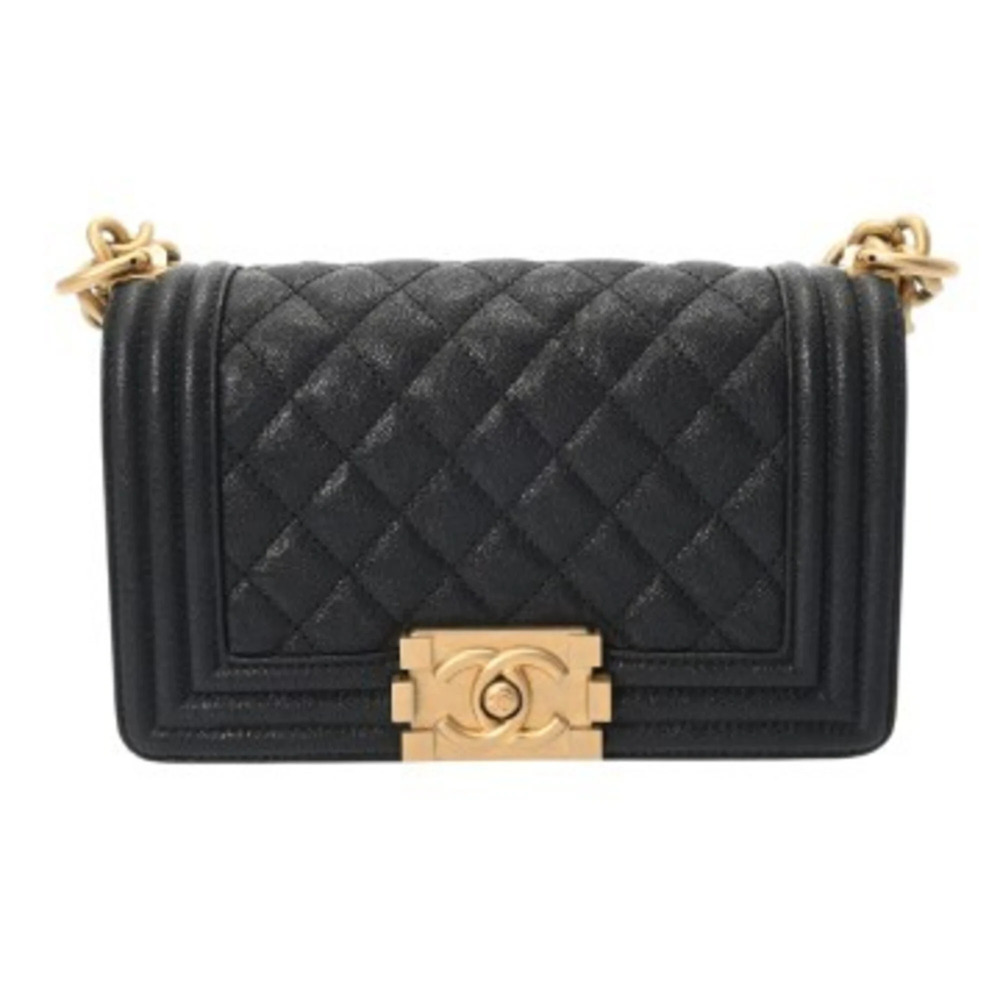 CHANEL Boy Chanel Handbag 20cm Black A67085 Women's Caviar Skin Shoulder Bag ...
